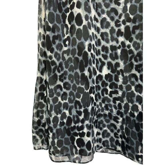 2/$30 Express Chiffon Leopard Print Maxi Skirt Gray Black Pull On Size S - Picture 4 of 9